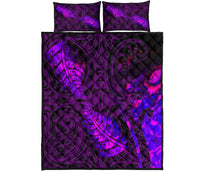 Aotearoa Maori Quilt Bed Set Silver Fern Koru Vibes Purple - Polynesian Pride