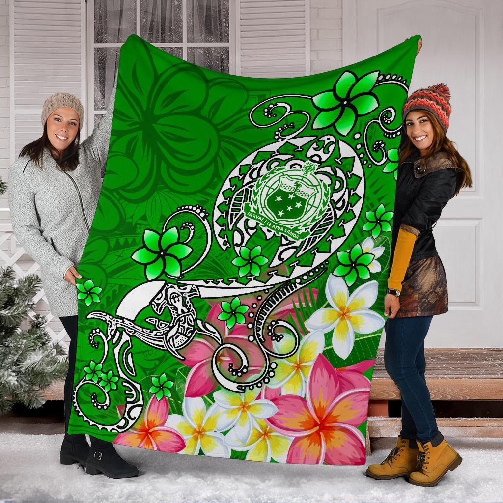 Samoa Premium Blanket - Turtle Plumeria (Green) - Polynesian Pride