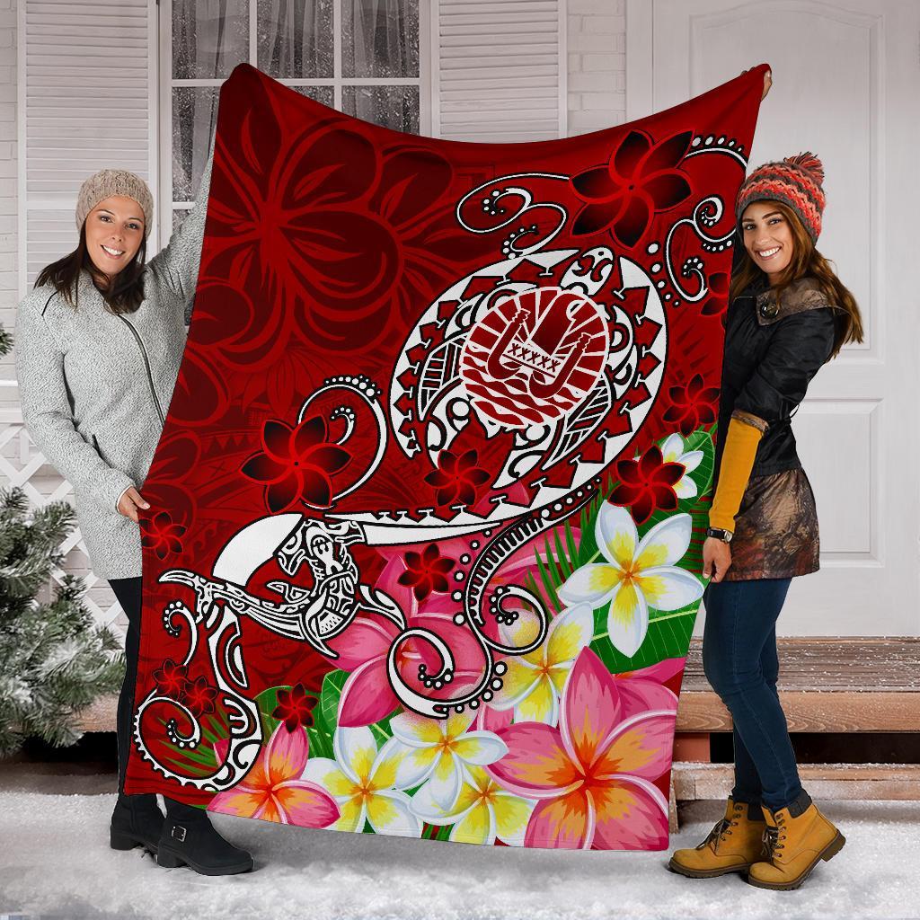 Tahiti Premium Blanket - Turtle Plumeria (Red) - Polynesian Pride