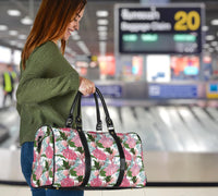 Pink Monstera And Green Tropical Leaves White Hawaii Travel Bag - Polynesian Pride