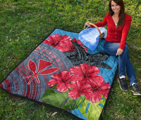Hawaii Turtle Hibiscus Kanaka Pink Style - Premium Quilt AH - Polynesian Pride