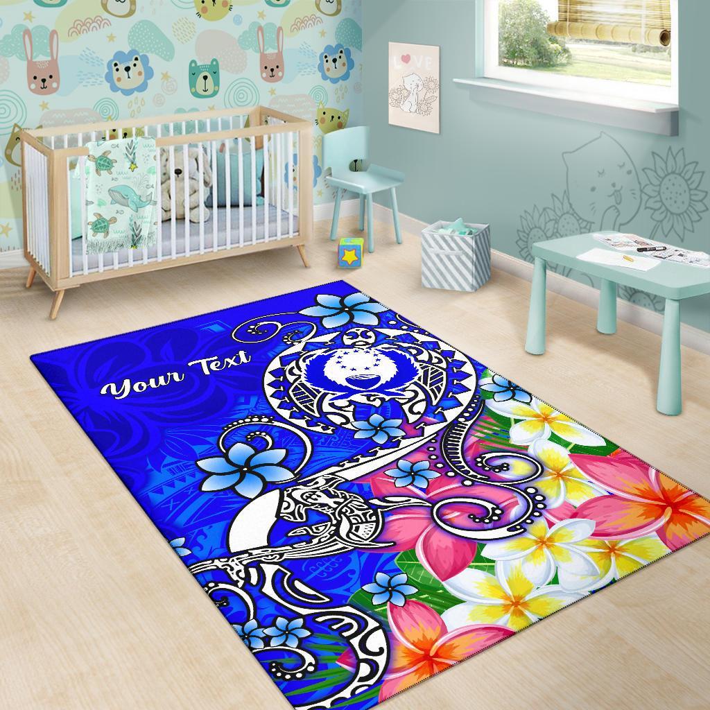 Pohnpei Custom Personalised Area Rug - Turtle Plumeria (Blue) - Polynesian Pride