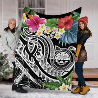 FSM Polynesian Premium Blanket - Summer Plumeria (Black) - Polynesian Pride