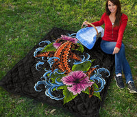 Hawaii Polynesian Premium Quilt - Cephalofoil Tattoo Hibiscus - Polynesian Pride