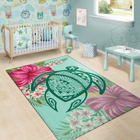 Hawaii Turtle Hibiscus Plumeria Rug - Hug Style - Polynesian Pride