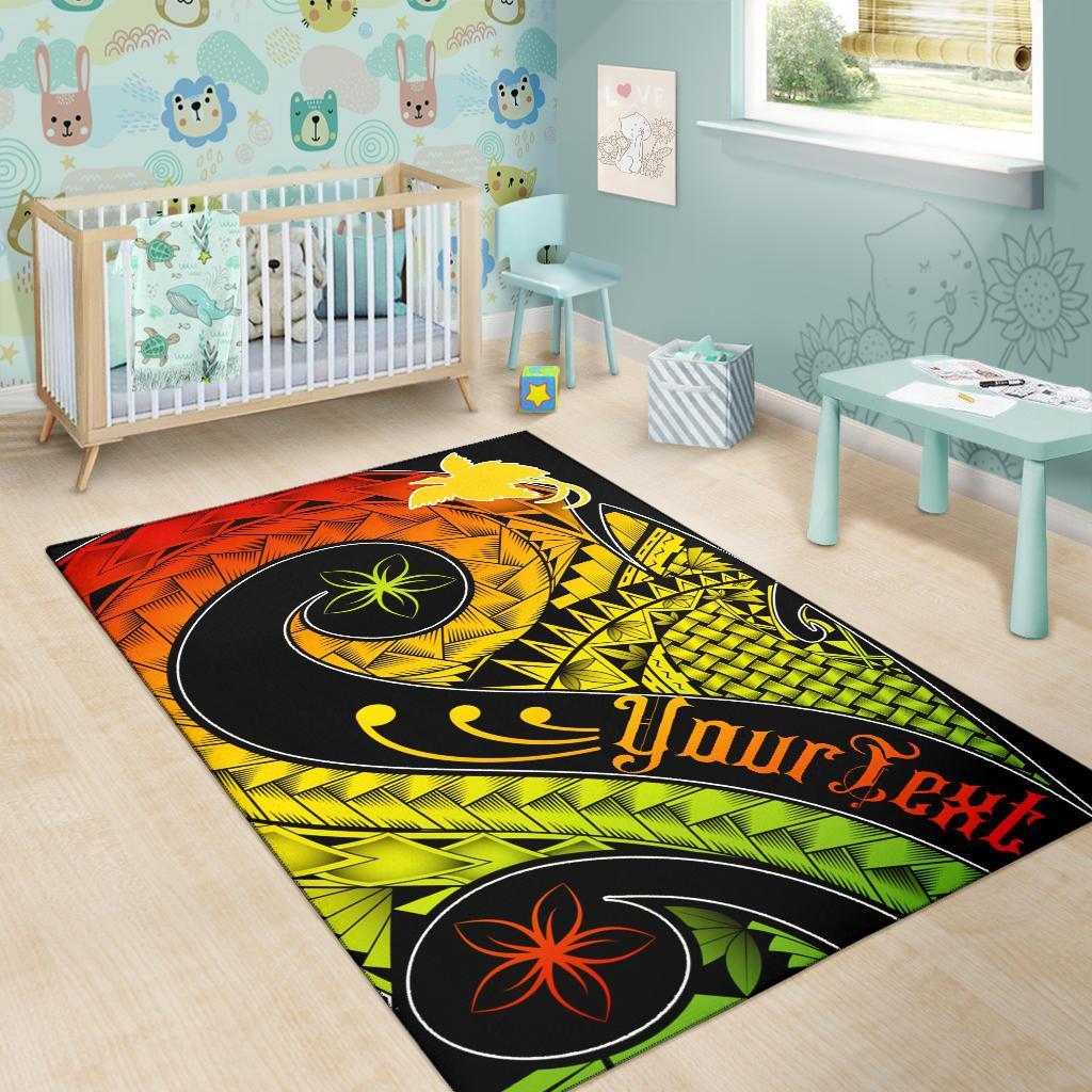 Papua New Guinea Personalised Area Rug - PNG Bird And Polynesian Decorative Pattern - Polynesian Pride