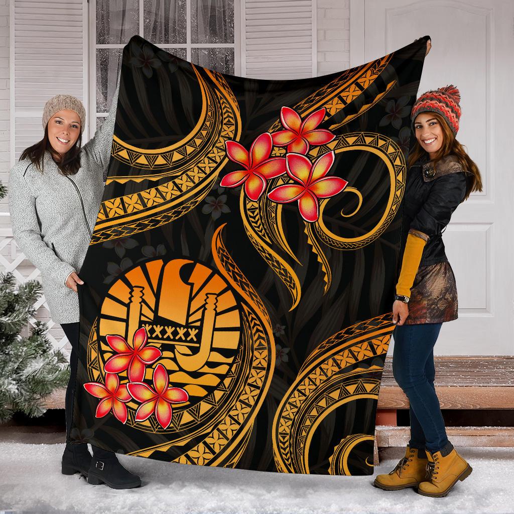 Tahiti Polynesian Premium Blanket - Gold Plumeria - Polynesian Pride