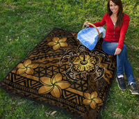 Hawaii Mix Polynesian Turtle Plumeria Premium Quilt - AH - Nick Style - Brown - Polynesian Pride