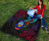 Guam Premium Quilt - KingFisher Bird With Map - Polynesian Pride