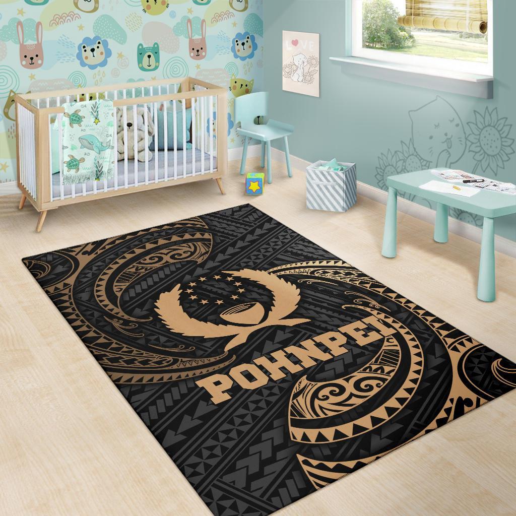 Pohnpei Micronesia Area Rug - Gold Tribal Wave - Polynesian Pride
