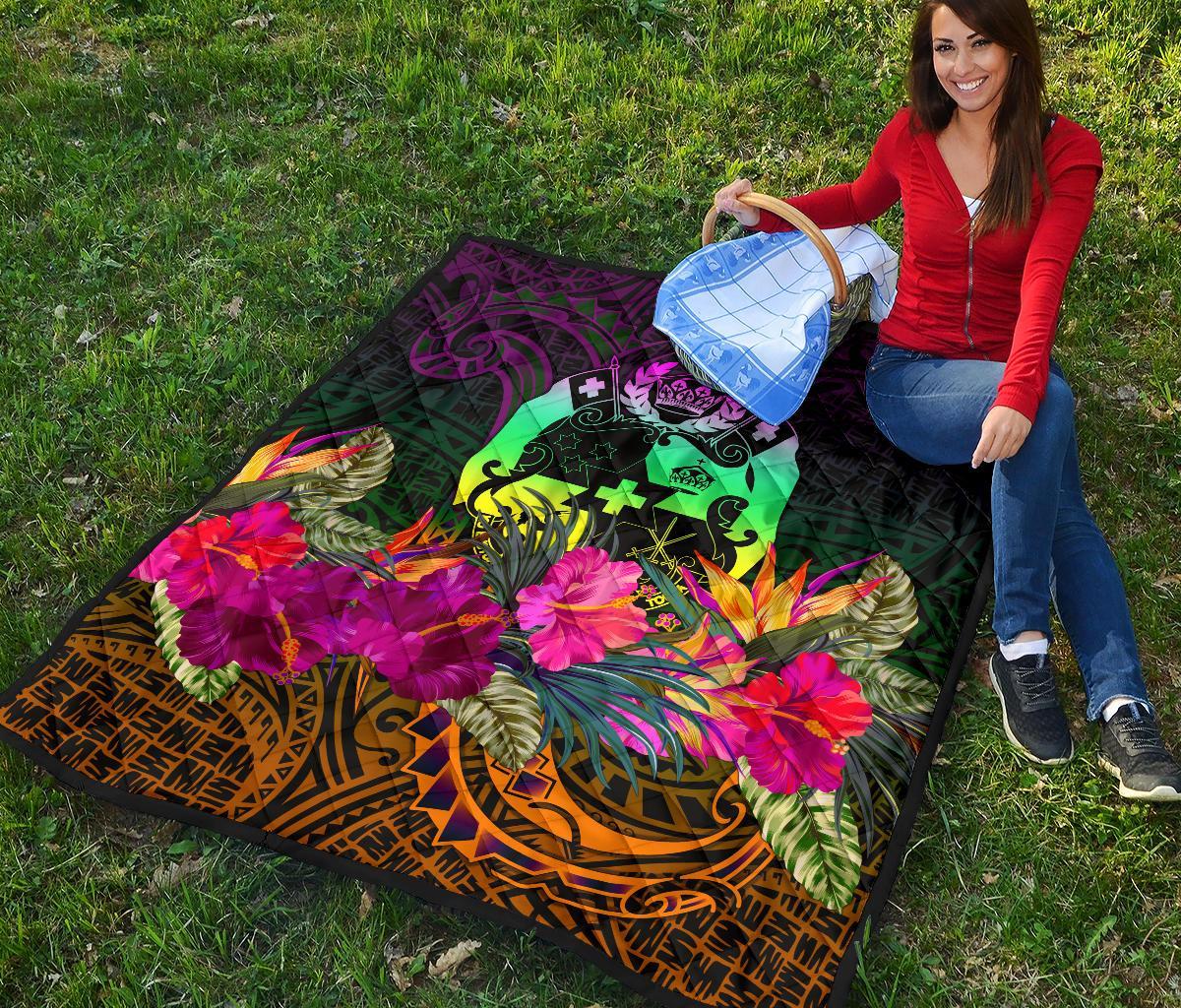 Tonga Polynesian Premium Quilt - Summer Hibiscus - Polynesian Pride