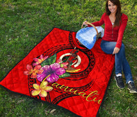 Vanuatu Polynesian Premium Quilt - Floral With Seal Red - Polynesian Pride
