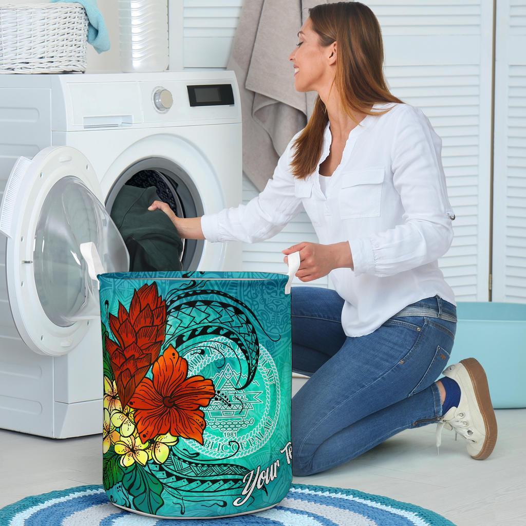 Palau Laundry Basket - Custom Personalised Tropical Flowers Style - Polynesian Pride