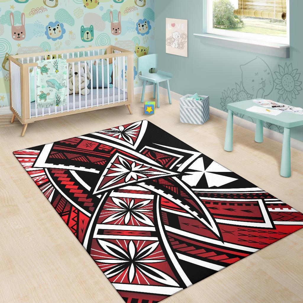 Wallis and Futuna Area Rug - Tribal Flower Special Pattern Red Color - Polynesian Pride