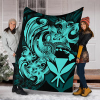 Polynesian Hawaii All Over Premium Blanket - Kanaka Maoli Blue Turtle - Polynesian Pride