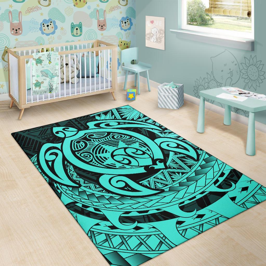 Hawaii Polynesian Turtle Rug - Turquoise - Polynesian Pride
