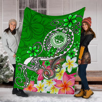 FSM Premium Blanket - Turtle Plumeria (Green) - Polynesian Pride