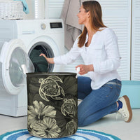 Hibiscus Turtles Hawaii Laundry Basket Beige AH - Polynesian Pride