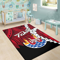 Tahiti Polynesian Are Rug - Tribal Wave Tattoo Flag Style - Polynesian Pride