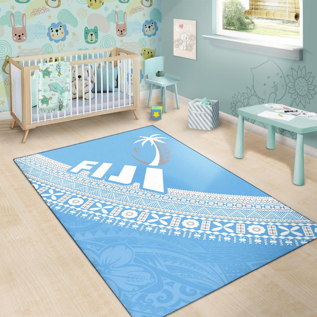 Fiji Tapa Rugby Area Rug version Style You Win - Blue - Polynesian Pride