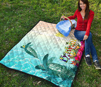 Polynesian Hawaii Quilts - View sea Hawaii with Turtle and Whale - Polynesian Pride