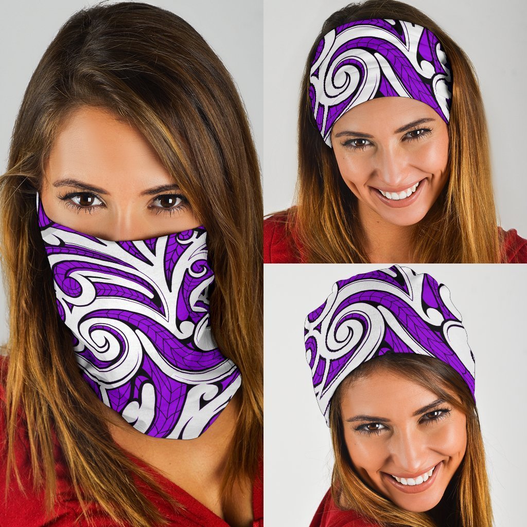 New Zealand Maori Tribal Ornament Bandana - Purple - Polynesian Pride