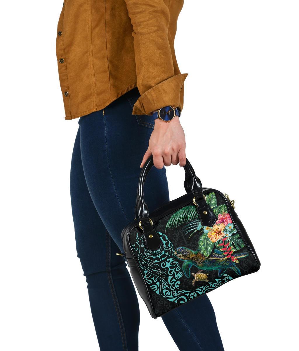 Tiki Polynesian Shoulder Handbag Turtle Hibiscus - Polynesian Pride