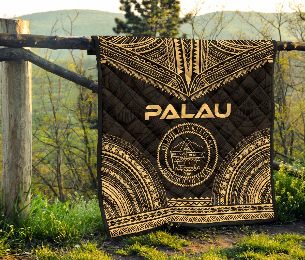 Palau Premium Quilt - Palau Seal Polynesian Chief Gold Version - Polynesian Pride