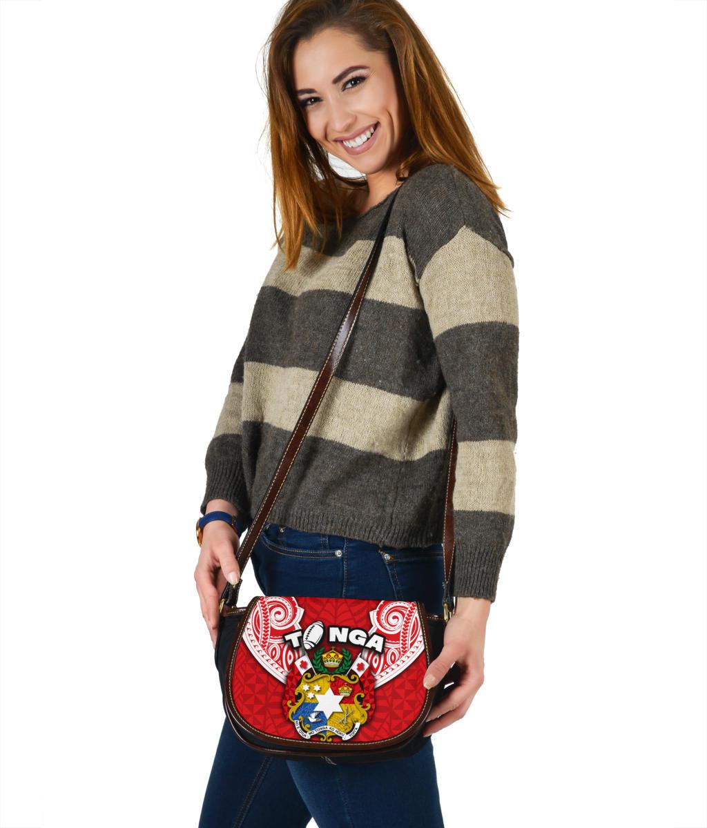 Tonga Rugby Leather Saddle Bag Royal Style - Polynesian Pride