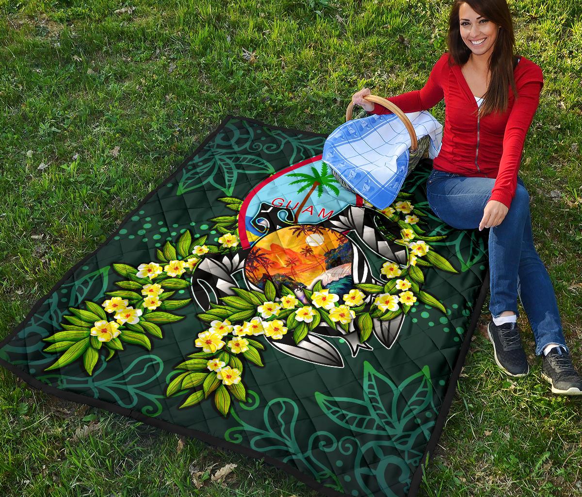 Guam Polynesian Premium Quilt - Ti Leaf Lei Turtle - Polynesian Pride
