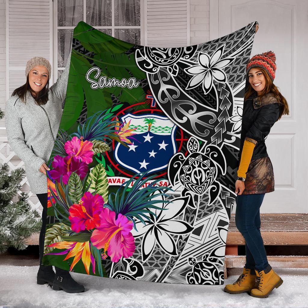 Samoa Premium Blanket - Turtle Plumeria Banana Leaf - Polynesian Pride