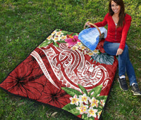 Tahiti Polynesian Premium Quilt - Summer Plumeria (Red) - Polynesian Pride