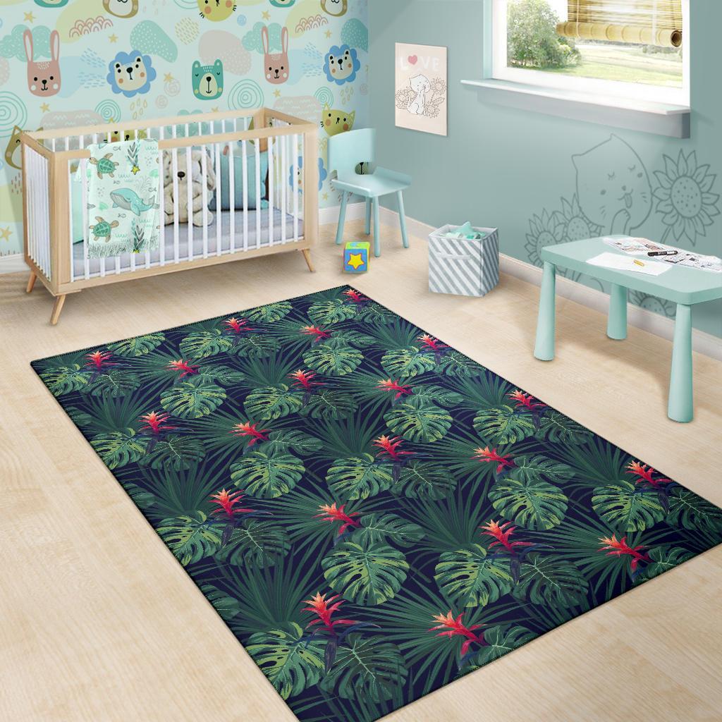 Tropical Monstera Leaf Green Rug - Polynesian Pride