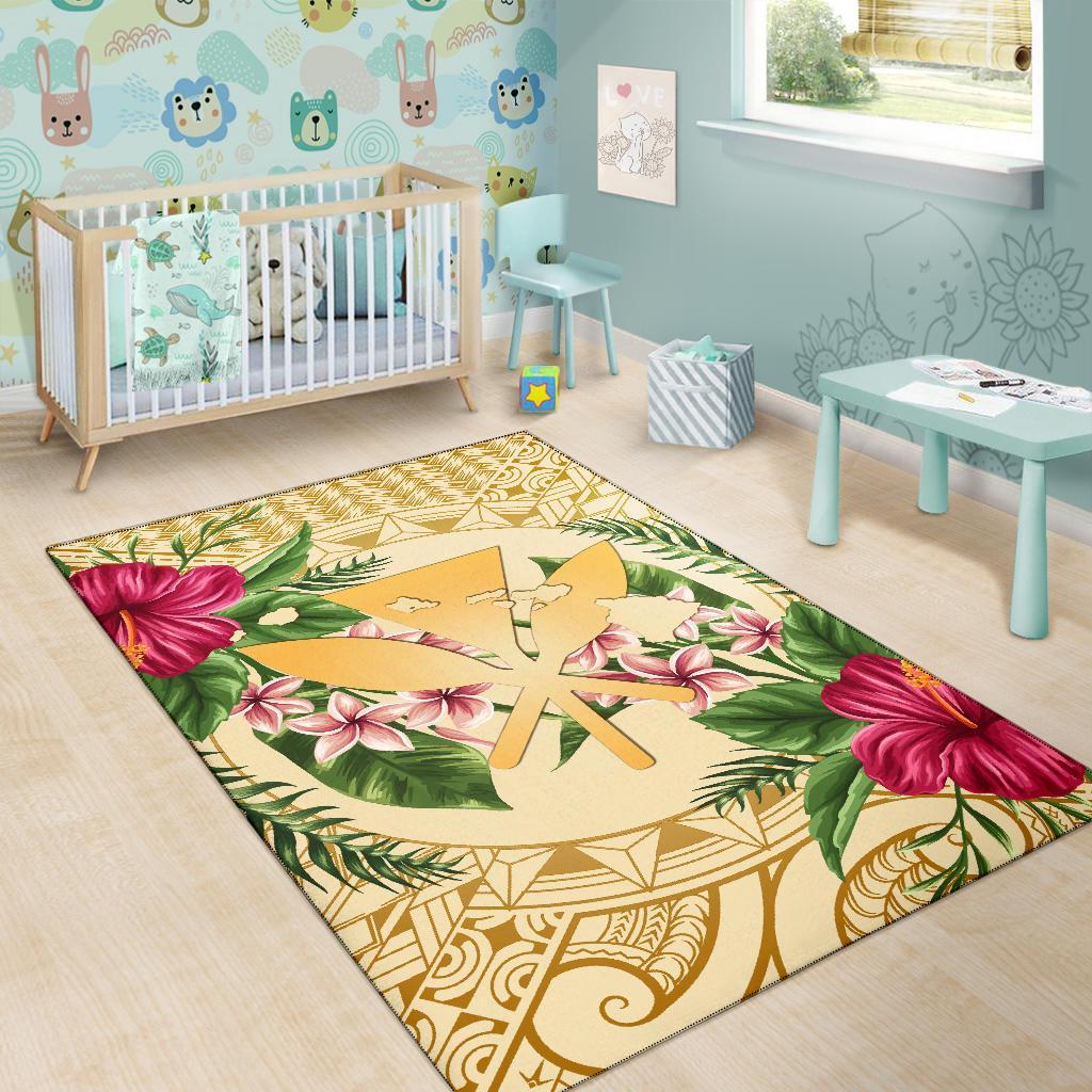 hawaii Rug - Kanaka Maoli Rug Strong Pattern Hibiscus Plumeria AH - Polynesian Pride