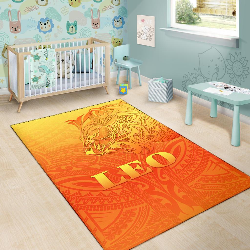 Sun In Leo Zodiac Area Rug Polynesian Tattoo Simple - Orange - Polynesian Pride
