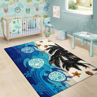 Hawaiian Sea Turtle Symbol Palm Tree Rug - AH J96 - Polynesian Pride