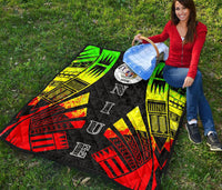 Niue Premium Quilt - Niue Seal Polynesian Reggae Tattoo - Polynesian Pride