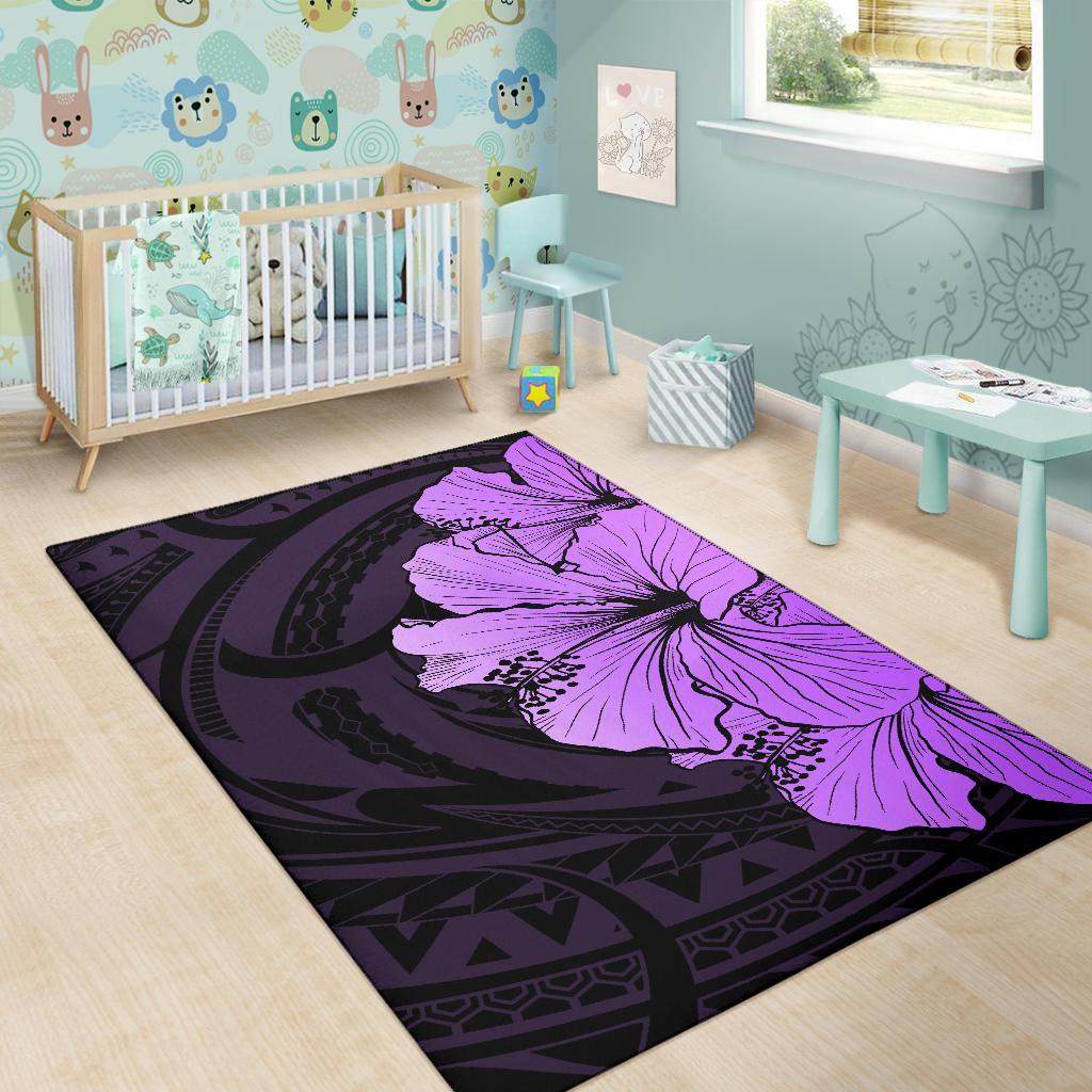 Royal Hibiscus Polynesian Tribal Area Rug Violet AH - Polynesian Pride