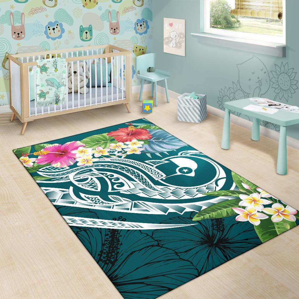 YAP Polynesian Area Rug - Summer Plumeria (Turquoise) - Polynesian Pride