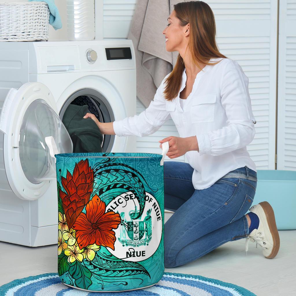 Niue Laundry Basket - Tropical Flowers Style - Polynesian Pride