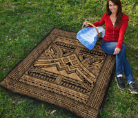 Hawaii Polynesian Mauna Kea Premium Quilt Gold - Polynesian Pride