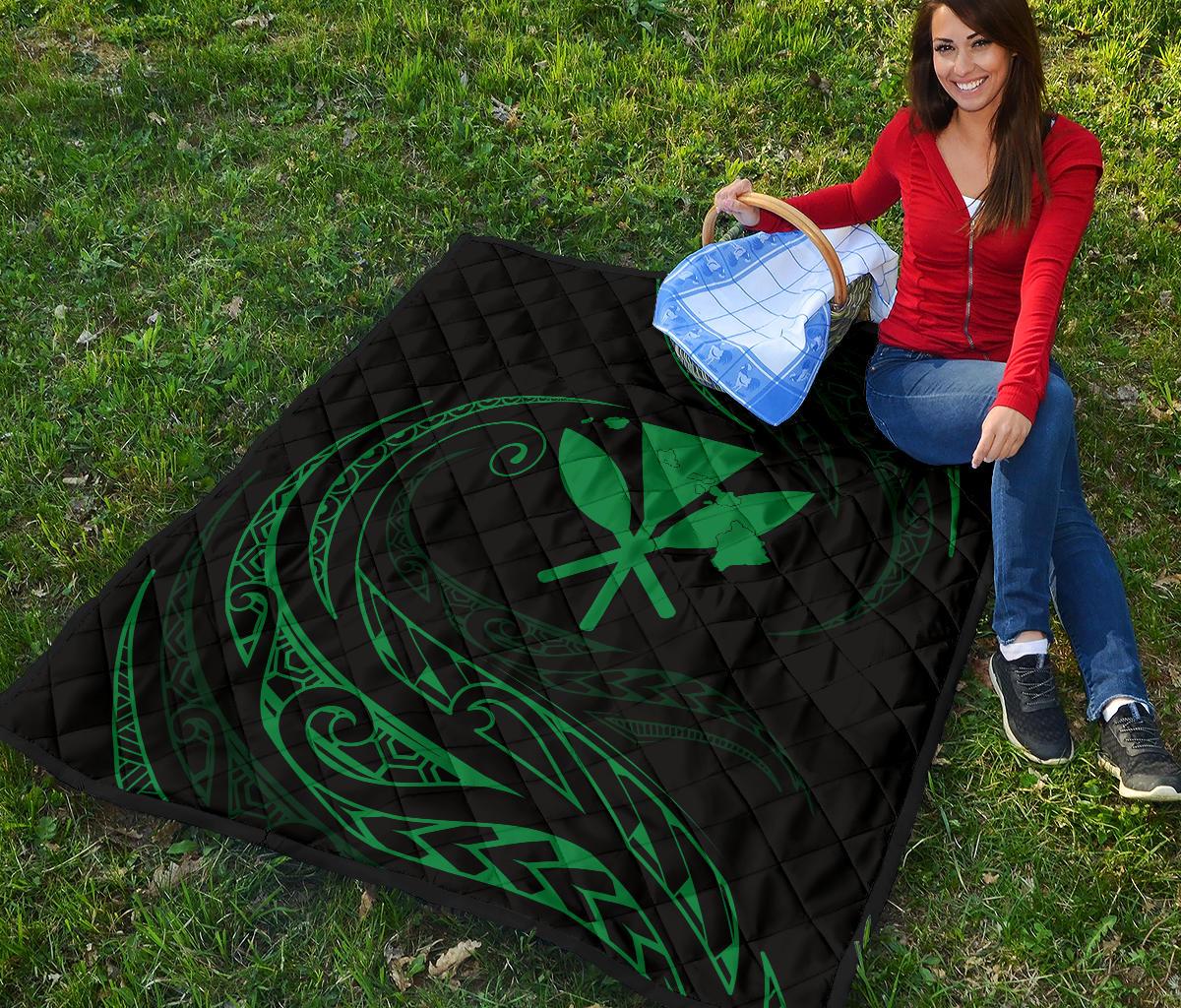 Kanaka Premium Quilt - Green - Frida Style - Polynesian Pride