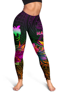 Papua New Guinea Personalised Women's Leggings - Summer Hibiscus - Polynesian Pride
