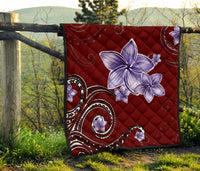 Plumeria Violet Polynesia Red Premium Quilt - Polynesian Pride