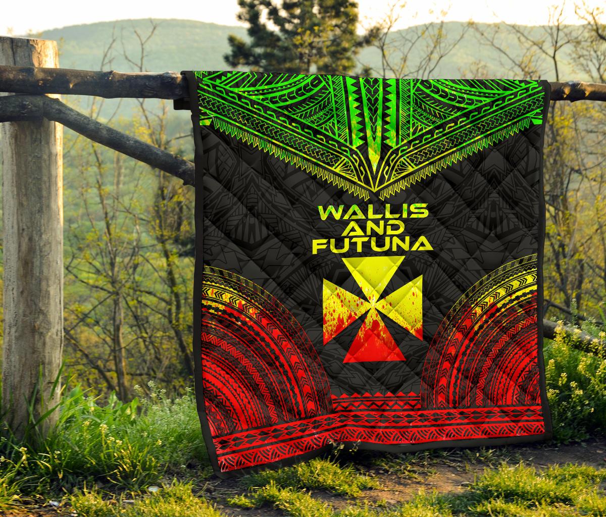 Wallis And Futuna Premium Quilt - Wallis And Futuna Coat Of Arms Polynesian Chief Reggae Version - Polynesian Pride