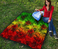 Polynesian Premium Quilt - Reggae Hibiscus Patterns - Polynesian Pride