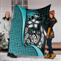 Federated States of Micronesia Premium Blanket Turquoise - Turtle With Hook - Polynesian Pride