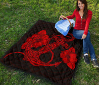 Anchor Red Poly Tribal Premium Quilt - Polynesian Pride