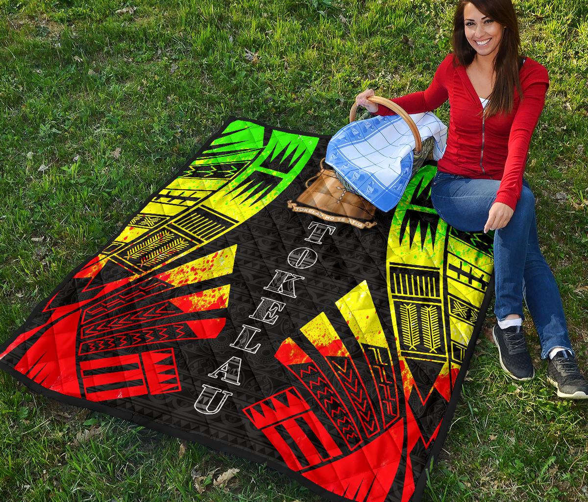 Tokelau Premium Quilt - Tokelau Coat Of Arms Polynesian Reggae Tattoo - Polynesian Pride