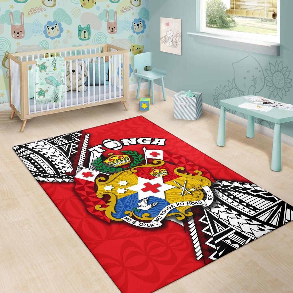 Tonga Rugby Area Rug Polynesian Style Pinwheel - Polynesian Pride